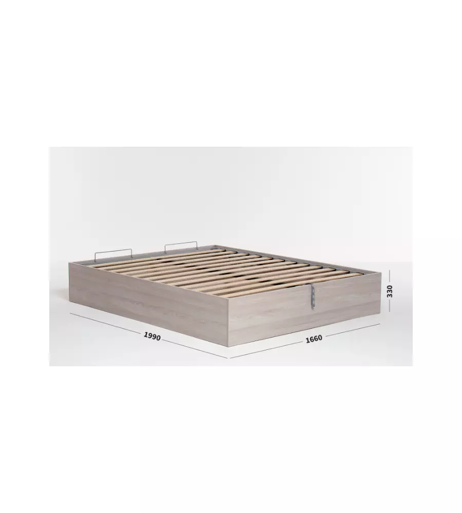 LETTO MATRIMONIALE CONTENITORE "BED BOX" OLMO NATURALE 160X190 CM